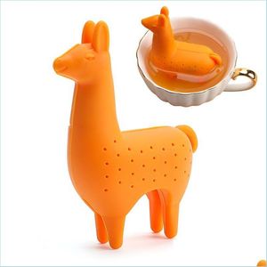 Tea Strainers Cute Alpaca Shaped Tea Strainer Sile Infuser For Loose Tra Fine Mesh Coffee Leaf Ball Reusable Filter Drop Delivery 202 Dhplw