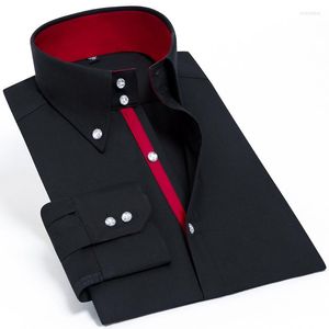 Herrklänningskjortor Herrskjorta avslappnad långärmad lyxknapp upp Silk Cotton Slim Fit Hand Sying mode ingen strykning västerländsk design