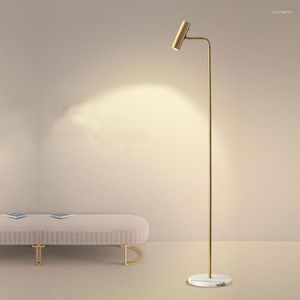 Golvlampor modern lampa guld/svart/vitt vardagsrum sovrum kontor metall belysning fixtur vit marmor bas vertikal led skrivbord