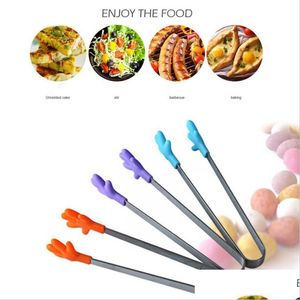 Other Kitchen Tools Salad Serving Bbq Tongs Stainless Steel Handle Utensil Creative Hand Shape Kitchen Cooking Tools Mini Sile Food C Dhcr2