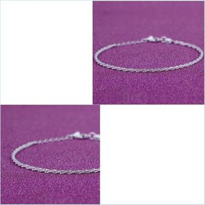 Anklets Sier Splated Charm Anklets 2 mm szerokość kwiaty Ozdoby miedziane do stopy biżuterii damskie moda delikatna bransoletka 2 1ys m2 Drop Deliv DH8MC