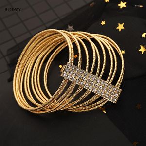 Бангл многослойные модные золотые браслеты