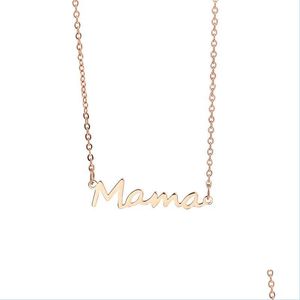 Gliederkette Edelstahl Buchstabe Mama Armbänder Kette Msee Bilder Liebe Anhänger Armband Sier Gold Rose Farben Schmuck für Mütter Tag 12 Dhlxq