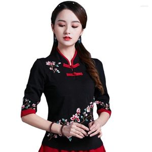 Ethnische Kleidung Traditionelles Chinesisch für Frauen Cheongsam-Oberteil Stehkragen Damenoberteile und Blusen Orientalisches China V1450