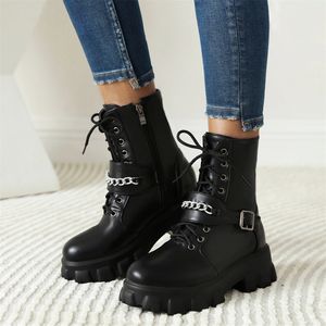 Boot Autumn and Winter Platform Shoes Botines Muje Plus Size Bekväm college stil Casual Womens 220915