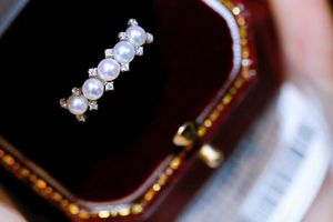 220901402 Pierścionek z biżuterią Diaomondbox 5 3.5-4mm aka perła au750 platerowane białym złotem srebro 925 regulowany rhinestone zicron