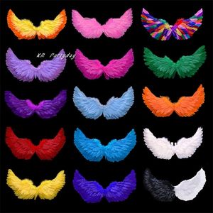 Party Decoration 1pcs Women Girl Angel Feather Wing Show Fairy Costume Cosplay Props Wedding Party Birthday Present Halloween Christmas White 220915