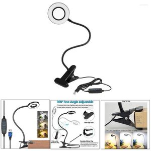 Tischlampen, flexible Clip-On-Leuchte, Schreibtischlampe neben dem Bett, Lesen, 3 Farbmodi, Buchklemme, Nacht