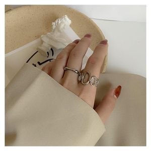 Cluster Ringe 2 teile/satz Prägnante Oval Geometrische Mode Offene Kalte Stil Hand Schmuck Frauen Mädchen Zubehör Für Freunde