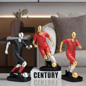 Decorative Objects Figurines Simple Football Soccer Player Ornaments Home Office Bedroom Desktop