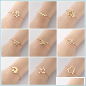 Bracelets de charme simples pulseira de casal retrô cortada pássaro de pássaro de borboleta moon gato hand women women ajustável jóias de jóias bra dhxjk