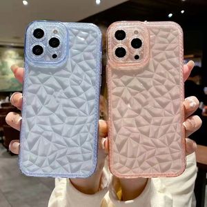 Fundas de teléfono con patrón de diamantes para iPhone 14, funda trasera transparente con purpurina para Apple 14pro 14plus 14 pro max 13 13pro 12 12pro 11 Xs XR 7 7P 8 8plus