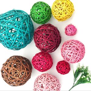 Juldekorationer 3cm 5 10st 12Colors Rattan Ball Ornament Home Christmas Birthday Wedding Party Kids Toys Trays Wood Balls 220914