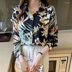 Women's Blouses 2023 European Women's Long Sleeved Shirt Fashion Tribal Ethnic Style Lady's Chiffon Large Loose Print Girl's Top