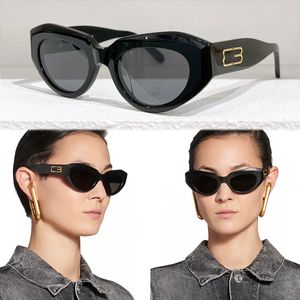 2022 New Designer Rive Gauche Cat Eye Sunglasses Momen Men Men Retro Vintage 0236 Logotipo personalizado Marca de moda polarizada Sombras de acetato preto Big Logo nos óculos de sol templos