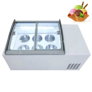 Commercial Ice Porridge Freezer Machine Kylskåp Ice Cream Display Cabinet 6 Round Fat Showcase