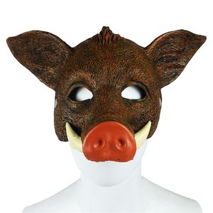 Parti Maskeleri 3D Gerçekçi Yaban Domuzu Yüz Maskesi Pu Köpek Domuz Yüz Kapak Elbise Parti Hayvan Cosplay Rave Mask Cadılar Bayram