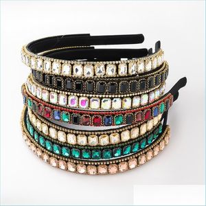 Bandas da cabeça Diamond Head Band para mulheres designer de luxo Colorf Diamonds noivado de noiva Bandas para a cabeça Crystal Hair Band Jóias Lov Dhsyn