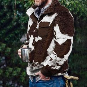 Men's Jackets Mens Cow Teddy Bear Fleece Fur Jacket Winter Casual Solid Thicken Pullover Jumper Coats Male Clothes Sweatshirts Men's