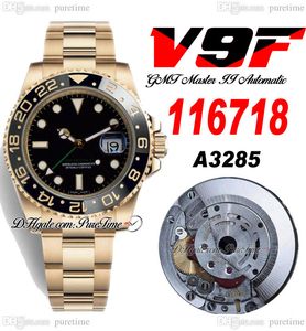 V9F GMT II A3285 MENS AUTOMATICO OROLOGIO V4 126718 40 18K BEZZA CERAMICA GOLLO GIALLO CERAMICA NERO BLACO 904L BRACELLO OYSTORE SUPER EDIZION