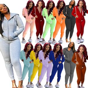 Frauen Trainingsanzüge Hoodies Zwei Stücke Set Reißverschluss Jacke Langarm Leggings Neue Mode Herbst Und Winter Outfits