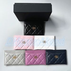 7A quality Designer wallets cards holder original with box caviar brand lambskin wristlet cardholder Leather luxury Womens coin purse mens wallet Key Ring key pouch