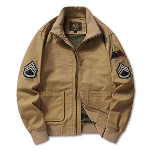 Jaquetas masculinas 2021 Brad Pitt Fury WW2 Tanker Khaki Spring Militar Army Bomber Jacket Jaqueta e casacos Tanker de algodão leve masculino T220914