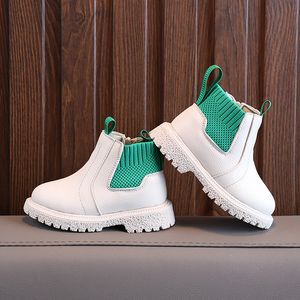 Boots Children Cool Knitting Autumn Spring Girls Short Boys Handsome British Style Baby Soft Casual Leather Shoes 220915