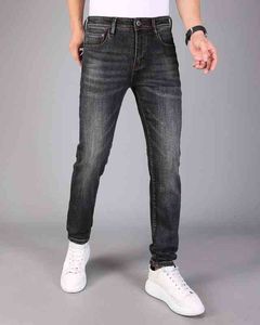 Dżinsy męskie marka mody 2022 mody dżinsy szczupłe legginsy elastyczne jesień i zimowe małe proste spodnie 2cia