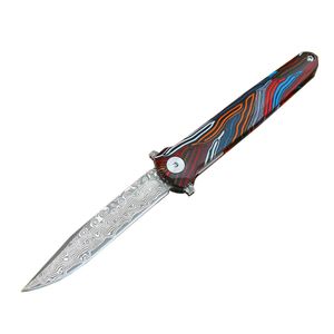 Hot M6670 Flipper Folding Knife VG10 Damascus Steel Blade Color G10 Handle Ball Bearing Fast Open EDC Pocket Knives