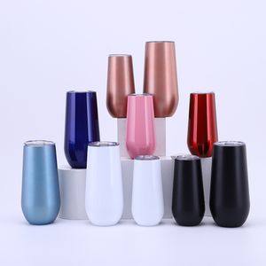 6oz Egg Shaped Cups Mugs 16 Styles Stainless Steel Vacuum Cup Outdoor Travel Wine Glasses Drinking Tumbler with Lid Kids Cup