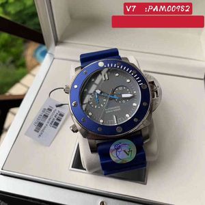 スーパーウォッチ011 V7 PAM982 Montre de Luxe 47mm 316L Metal Case Rotary Blue Ceramic Watch Ring Rubber Band Smart