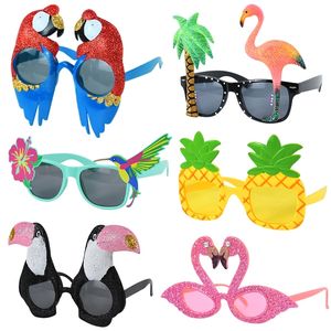 Украшение вечеринки 6pcs/Set Hawaiian Party Sun Glasses Flamingo Tropical Luau Bool Beach Party Coremersing Смешные очки PO реквизит Свадьба 220915