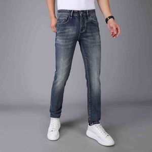 Jeans Men 2022 High End Moda Marca Jeans Men Slim Perneiras Elastic Autumn e Winter Small Straight Pantsu6fh