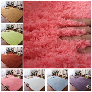 Carpets Nordic Solid Pile Large Size Carpet Rug For Living Room Anti-Slip Soft Plush Bedroom Home Decor Faux Fur Floor Mats