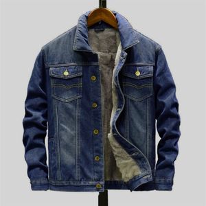 メンズジャケット冬のジャンアウターウェアウォームデニムコートファッションウールライナー厚いプラスサイズM8XL 220915