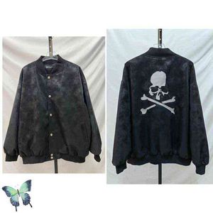 Herrjackor Mastermind Japan World Baseball Jacket Högkvalitativ Tungt tygläderhylsa broderi MMJ Button Coat T220914