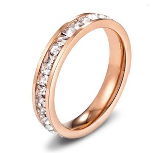 Cluster Rings Classic Stainless Steel Ring Trendy Jewelry Cubic Zirconia Modern Crystal Charm Wedding Band For Women Men Couple Gift