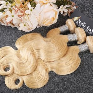 Malaysian Human Virgin Hair Weave #613 Blond Bundles Body Wave Double Weft Hair Extesnsion BellaHair