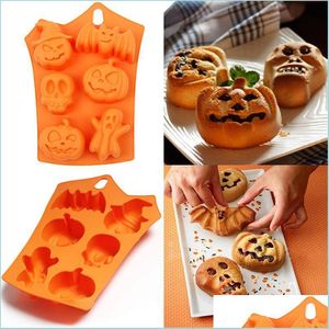 Formy do pieczenia Halloween SKL Pumpkin Bat Sile Cookie Forme Forme Fondant Cake Baking Kitchen Decor Chocolate Fudge Mod Drop dostarczenie 2 DHJ2F