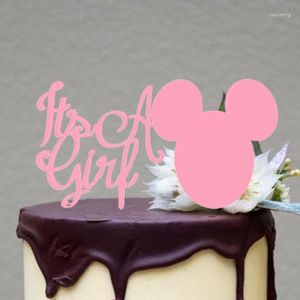 Forniture festive Pink It's A Girl Happy Birthday Cake Flags Born Topper in acrilico per decorazioni da forno per feste di bambine