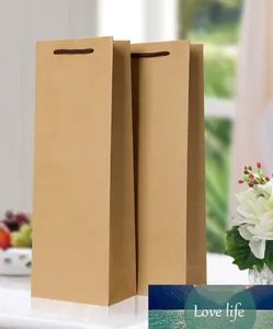 Party Wine Bottle Bag Kraft Paper Bag with Handle Reusable Single Red Wine Bags Gift Wine Tote for Shopping Party Fans