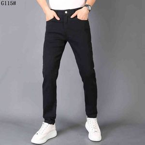 Jeans Men's 2022 High End Autumn Winter Black Young modemärke höjd trimmade elastiska leggings denimbjs2