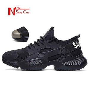 Güvenlik Ayakkabı Şarkı Kart Hafif Moda Nefes Alabaç İş Spor ayakkabıları Erkek ve Kadın Çelik Toe Cap Anti-Crush İş Güvenlik Botları 220915