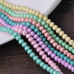 Beads Matte Coated Crystal Glass 6mm Rondelle Faceted Loose Spacer For Jewelry Making DIY