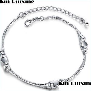 Anklets Retail 3Pcs 925 Sterling Sier Anklet Unique Nice Sexy Simple Beads Chain Ankle Foot Jewelry 2282 Q2 Drop Delivery 2021 Dhselle Dhor9