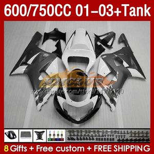 Injektion Mold Fairings Tank f￶r Suzuki GSXR750 GSXR-750 GSXR600 750CC K1 2001 2002 2003 152NO.100 600cc GSXR-600 01-03 GSXR 750 600 CC 01 02 03 OEM FAIRING GRￅ