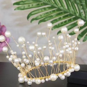 Party Supplies Charming Handmade Pearl Princess Crown Cake Topper Hochzeit Dekorieren Braut und Bräutigam Happy Birthday Hat