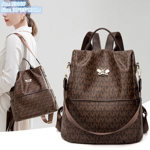 Factory wholesale ladies shoulder bag 2 colors outdoor leisure leather backpack simple printed handbag sweet lovely metal decorative women messenger bag 5306#