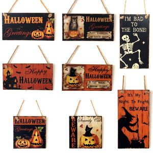 Halloween Wooden Sign de madeira em forma de abóbora Sinais de madeira truque ou tratamento Listagem de ghost castle witch home wall decoração presente 1035